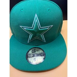 New Era 59FIFTY Dallas Cowboys Hat Mens 6 7/8 Green Fitted NFL Star Cap